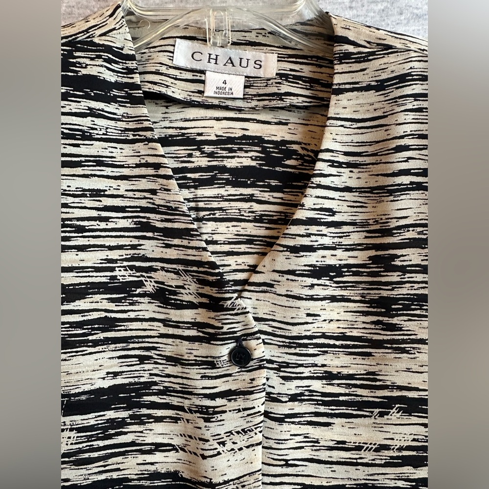 NWT Vintage 90s CHAUS Tribal Print Chiffon Blouse Size 4 - Picture 11 of 12